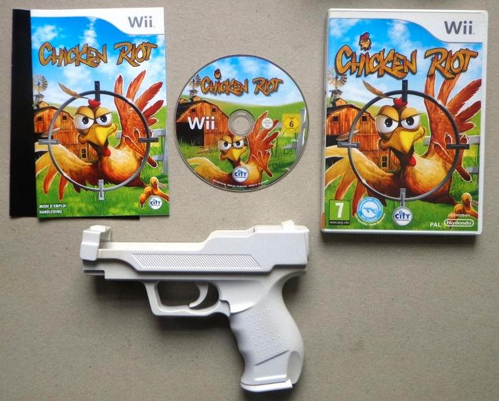 Chicken Riot + gun voor de Nintendo Wii Compleet, Games en Spelcomputers, Games | Nintendo Wii, Zo goed als nieuw, Ophalen of Verzenden