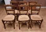 6 Vintage stoelen met rieten zitting, Huis en Inrichting, Stoelen, Ophalen, Gebruikt
