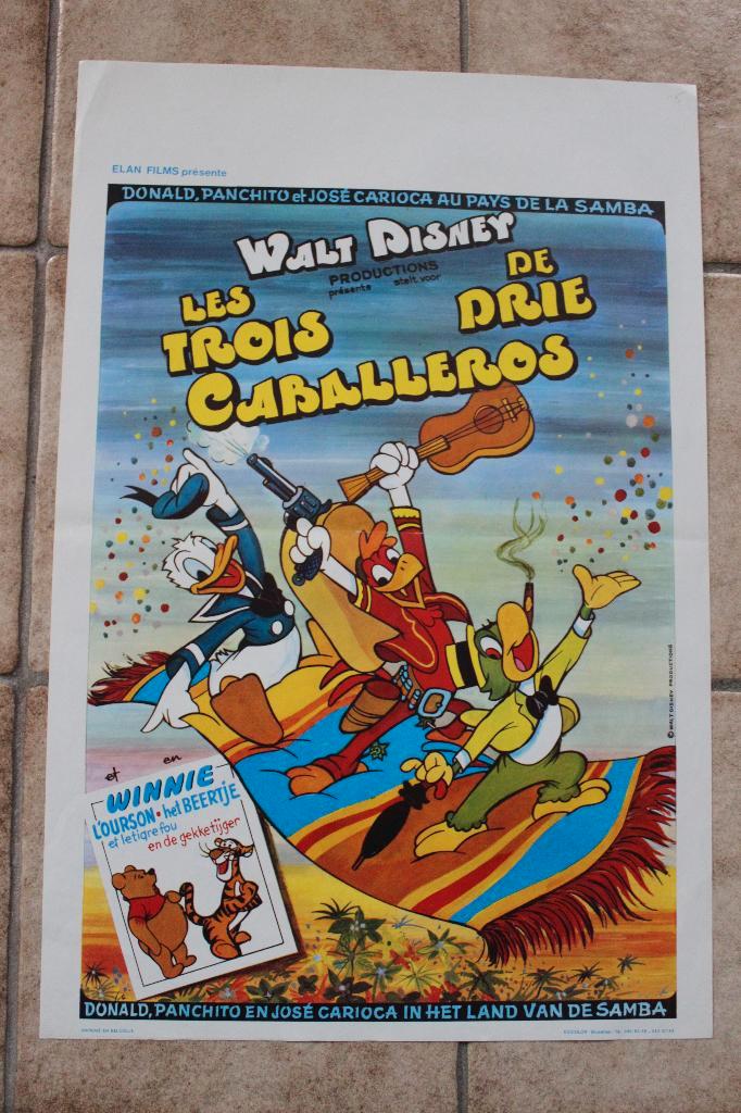 filmaffiche Walt Disney Three Cabaleros filmposter, Verzamelen, Posters, Zo goed als nieuw, Film en Tv, A1 t/m A3, Rechthoekig Staand