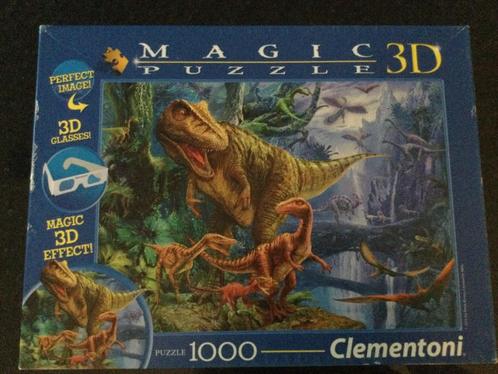 Clementoni 3D Magic Puzzel Dinosaurus 1000 st., Hobby en Vrije tijd, Denksport en Puzzels, Zo goed als nieuw, Legpuzzel, 500 t/m 1500 stukjes
