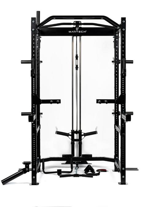 Martech M1 power cage set + attachments // Lat pulley/squat, Sport en Fitness, Fitnessmaterialen, Fitnessbank, Armen, Benen, Borst