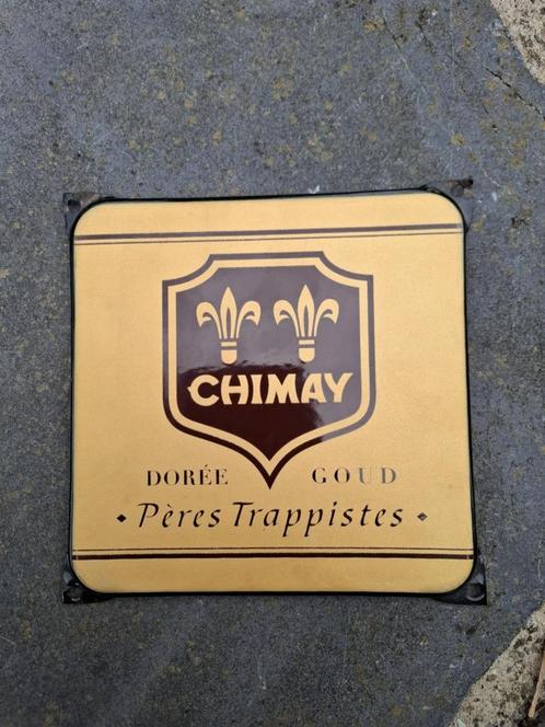 Klein geëmailleerd bord Chimay Dorée /Goud, Verzamelen, Biermerken, Gebruikt, Reclamebord, Plaat of Schild, Overige merken, Ophalen of Verzenden