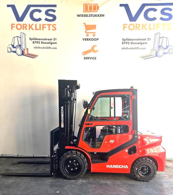 HC Diesel heftruck 3,5 t triplex 4,7m Kubota+cabine garantie, Zakelijke goederen, Machines en Bouw | Heftrucks en Intern transport