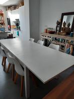 Uitschuifbare, witte tafel, rechthoekig, Huis en Inrichting, Ophalen, Zo goed als nieuw, Rechthoekig
