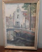 Mechelen 2 mooie schilderijen olieverf stadzicht, Ophalen of Verzenden