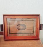 Art Deco handmade grote houten plateau/dienblad met glas, Enlèvement ou Envoi