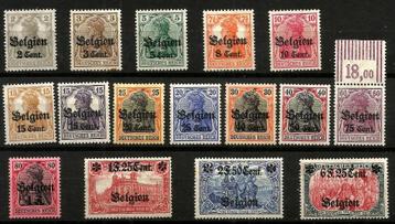 1916 D. zegels m. opdruk Belgien Cent. Of F. OBPBZ 10/25* beschikbaar voor biedingen