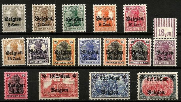 1916 D. zegels m. opdruk Belgien Cent. Of F. OBPBZ 10/25*, Postzegels en Munten, Postzegels | Europa | België, Postfris, 1 plakker