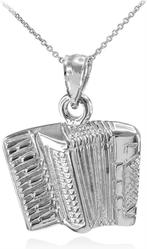 Massief zilveren accordeonmuziek hanger ketting, Verstelbaar, Nieuw, Ophalen of Verzenden, Zilver