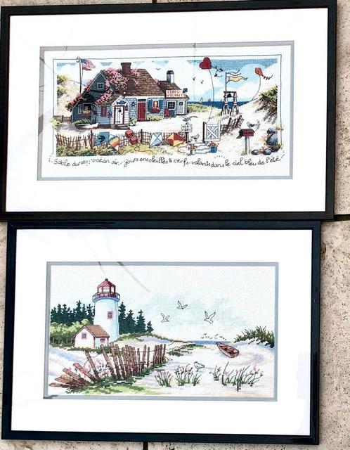 2 Noordzee landschap borduursels, Antiek en Kunst, Kunst | Tekeningen en Fotografie