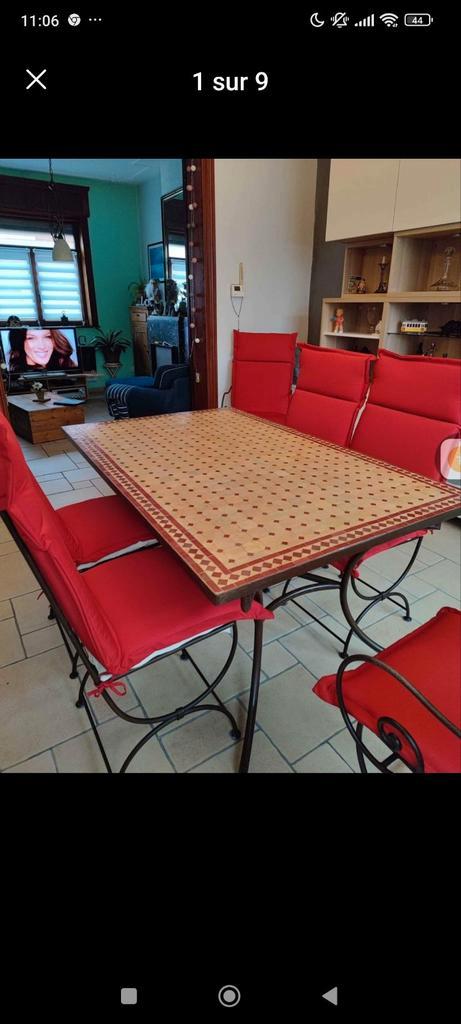 Table et chaise marocain pour terrasse où maison., Maison & Meubles, Tabourets de bar, Utilisé, Enlèvement