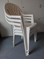 3 stapelbare tuinstoelen wit plastiek, Jardin & Terrasse, Enlèvement, Comme neuf