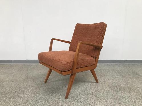 Midcentury vintage design fauteuil Walter Knoll, Huis en Inrichting, Fauteuils, Gebruikt, Hout, Stof, Overige materialen, 50 tot 75 cm