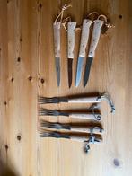4 vleesmessen en vorken met houten handvatten, Huis en Inrichting, Keuken | Bestek, Ophalen, Gebruikt, Inox of Chroom, Bestekset