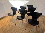 6x Fritz Hansen Vlinderstoel zwart Arne Jacobsen, Maison & Meubles, Chaises, Métal, Noir, Design klassieker, Enlèvement