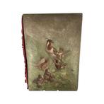 Spa : Plaque couverture de livre en bois signée datée 1888