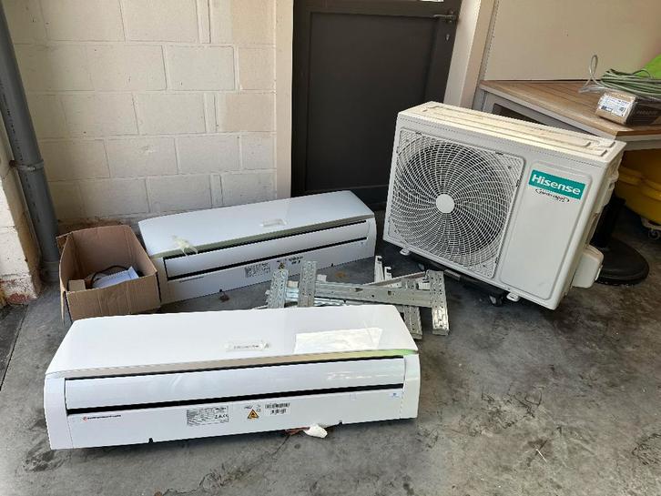 Hisense warmtepomp 7kW + 2 binnenunits, Elektronische apparatuur, Airco's, Zo goed als nieuw, Wandairco, Minder dan 60 m³, 3 snelheden of meer