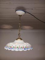 Lampe suspendue florale en porcelaine avec 1 point lumineux, Utilisé, Moins de 50 cm, Enlèvement ou Envoi, Autres matériaux