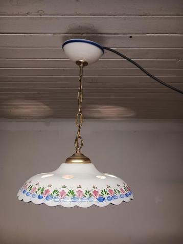 Lampe suspendue florale en porcelaine avec 1 point lumineux 