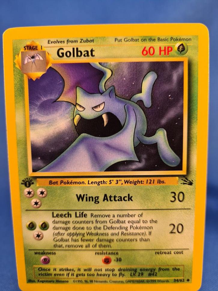 Golbat 34/62 - Fossil (1st edition), Hobby en Vrije tijd, Verzamelkaartspellen | Pokémon, Gebruikt, Verzenden