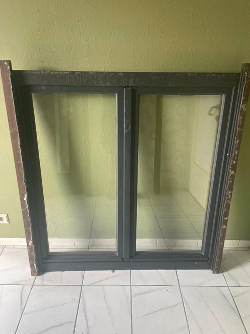 Meranti houten ramen + glazen deur, Doe-het-zelf en Bouw, Glas en Ramen, Gebruikt, Ophalen