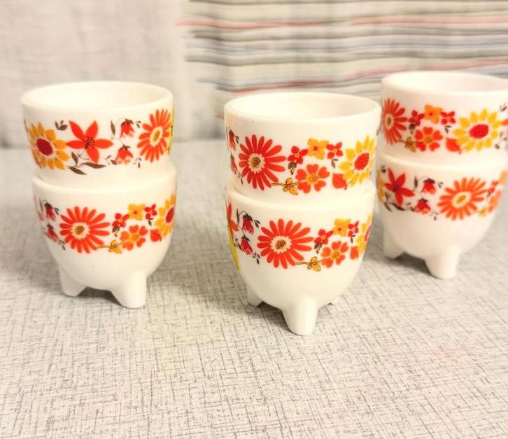 Vintage arcopal scania eierdopjes, 6 stuks, Huis en Inrichting, Keuken | Servies, Porselein, Ophalen of Verzenden