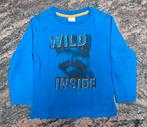 Mt 92-98 Blauwe T-shirt lange mouwen  wasbeer 'wild inside', Kinderen en Baby's, Kinderkleding | Maat 92, Jongen, Ophalen of Verzenden