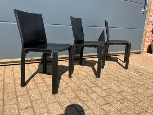 3x zwart lederen Cassina Cab stoelen Mario Bellini Topstaat!, Huis en Inrichting, Zetels | Voetbanken en poefs, Leer, Ophalen of Verzenden