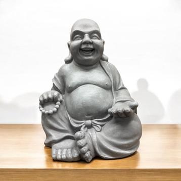 Beeld zittende Chinese Boeddha 45cm, Tuin en Terras, Kunststof, Nieuw, Info@asianimport.be, Asian Import