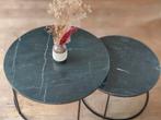 Set van 2 marmeren salontafels - zwart, Huis en Inrichting, Tafels | Salontafels, Ophalen, Gebruikt