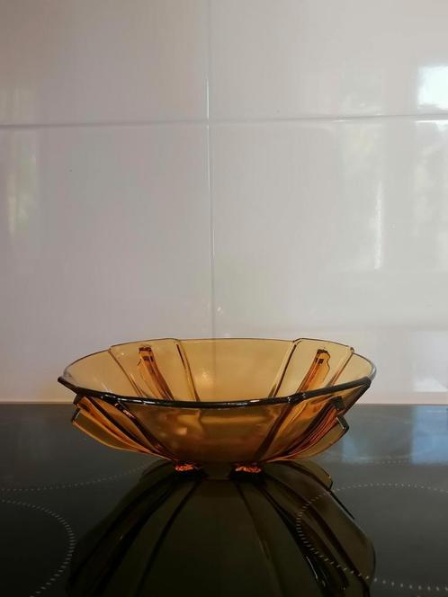 Art Deco..fruit/schaal... Boheems amberkleurig glas, Antiek en Kunst, Antiek | Schalen, Ophalen of Verzenden