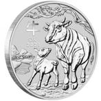2 oz .999 zilveren munt 'Os met kalf', Timbres & Monnaies, Monnaies | Océanie, Enlèvement ou Envoi, Monnaie en vrac, Argent