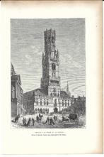 1879 - Brugge, het belfort, Antiek en Kunst, Kunst | Etsen en Gravures, Verzenden