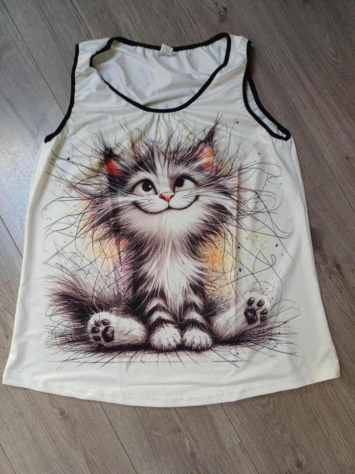 super leuke damestop voor de poezenliefhebber Nieuw zie, Kleding | Dames, T-shirts, Nieuw, Maat 42/44 (L), Overige kleuren, Zonder mouw