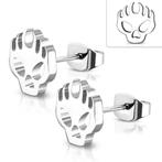 Boucles d'oreilles en acier inoxydable avec tête de mort ave, Bijoux, Sacs & Beauté, Enlèvement ou Envoi, Autres matériaux, Argent
