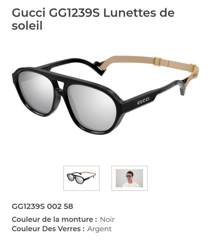 Orginele Gucci zonnebril, Bijoux, Sacs & Beauté, Lunettes de Soleil & Lunettes | Hommes, Comme neuf, Lunettes de soleil, Noir