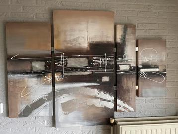 Groot kunstwerk met metalen platen: 160 x 115 cm beschikbaar voor biedingen