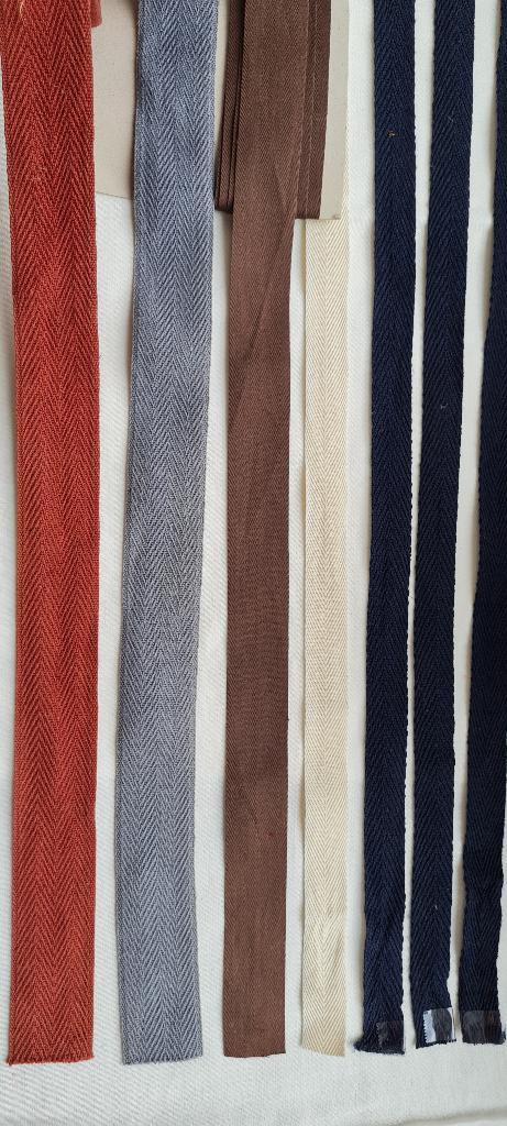 Lot brede geweven visgraat linten puur katoen, Hobby en Vrije tijd, Naaien en Fournituren, Nieuw, Lint, Band of Elastiek, Ophalen of Verzenden