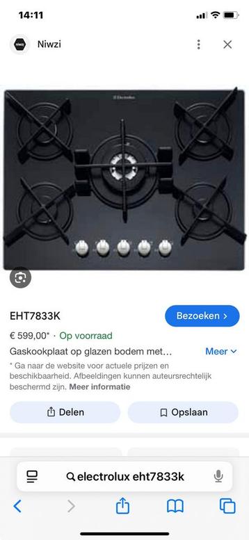 Nieuwe in verpakking gaskookplaat op glazen bodem ELECTROLUX beschikbaar voor biedingen