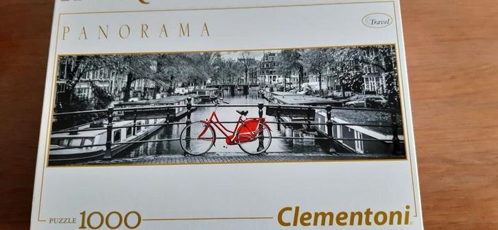 Panorama puzzel Clementoni Amsterdam 1000 stukjes., Hobby en Vrije tijd, Denksport en Puzzels, Zo goed als nieuw, Legpuzzel, 500 t/m 1500 stukjes