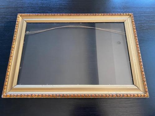 Antieke brocante houten kader / lijst met glas, Antiek en Kunst, Curiosa en Brocante, Ophalen of Verzenden