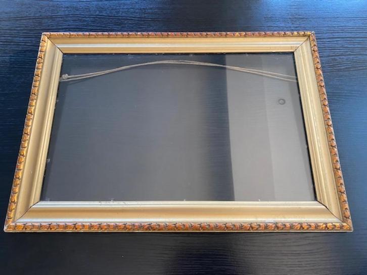 Antieke brocante houten kader / lijst met glas, Antiek en Kunst, Curiosa en Brocante, Ophalen of Verzenden