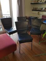 Lederen stoelen vintage, Huis en Inrichting, Vier, Leer, Zo goed als nieuw, Zwart