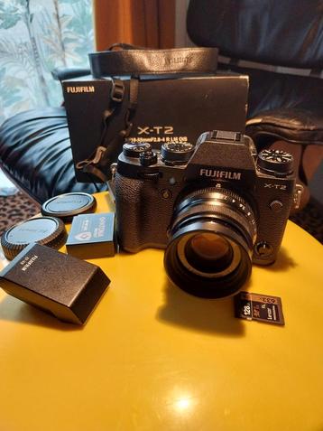 Fujifilm x-t2 + fuji 35mm f2 WR + accessoires - parfait état, Enlèvement ou Envoi, Comme neuf, Fuji