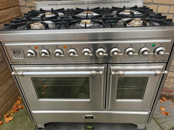 Boretti Majestic gasfornuis met dubbele oven, Elektronische apparatuur, Fornuizen, Zo goed als nieuw, Gas, Grill, Ophalen