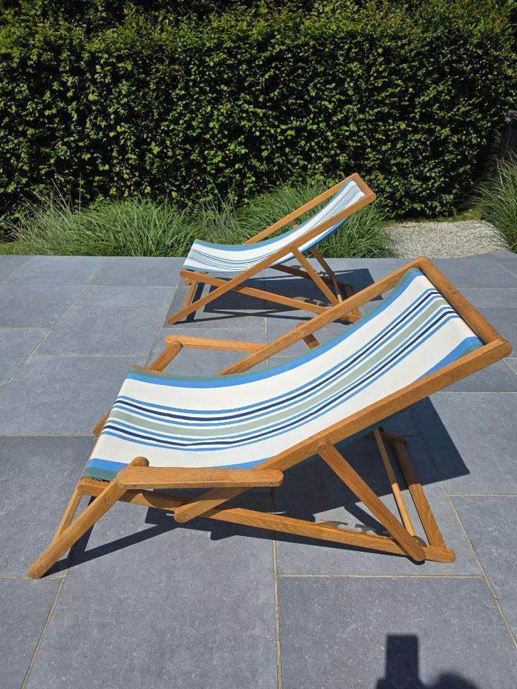 2 Chiliennes/Chaises longues HABITAT - Toile 100% coton -30%, Maison & Meubles, Canapés | Sofas & Chaises Longues, Comme neuf