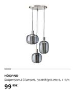 Suspension 3 lampes Ikea neuf, Enlèvement, Neuf, Verre