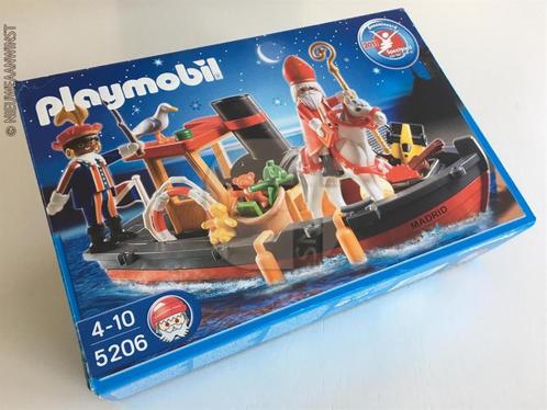 Playmobil 5206 + 7350 - Sinterklaas, zwarte Piet, stoomboot, Divers, Saint-Nicolas, Comme neuf, Envoi