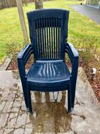 3 Blauwe tuinstoelen, Tuin en Terras, Ophalen, Gebruikt, Plastic, Stapelbaar