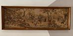 Antiek wandtapijt met eikenhouten frame, Huis en Inrichting, Ophalen, Gebruikt